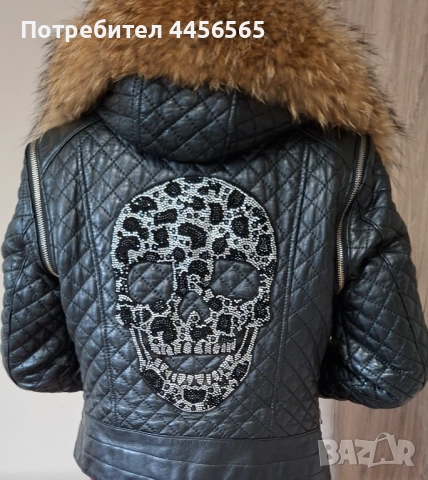 Кожено яке с естествен косъм, снимка 3 - Якета - 51658374