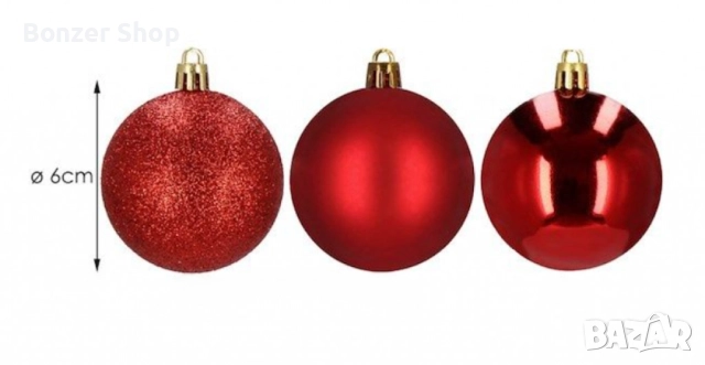 Комплект от 6 броя коледни топки, 4 см., снимка 2 - Други - 51996927