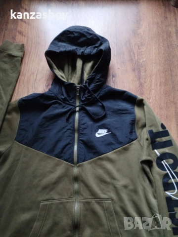 NIKE NSW HBR HOODIE FZ FLC OLIVE - страхотно мъжко горнище М, снимка 3 - Спортни дрехи, екипи - 53999348