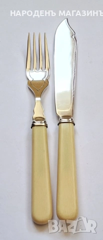 Английски посребрени прибори за хранене риба и за сервиране за 6 човека сервиз , снимка 10 - Други ценни предмети - 53738380