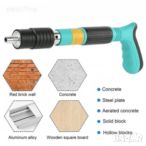 Мини ръчен пистолет за пирони с подарък 50 броя пирони IRON512, снимка 2 - Други инструменти - 49766791