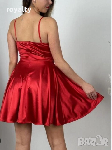 Официална червена сатенена рокля, снимка 3 - Рокли - 52121590