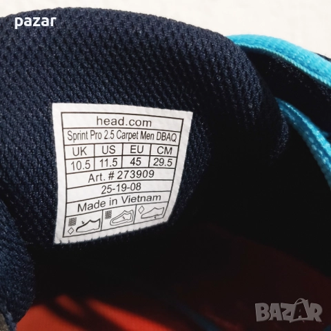 HEAD SPRINT PRO 2.5 CARPET 273909 Оригинални Маратонки 44.5-45 29см, снимка 16 - Маратонки - 52888006