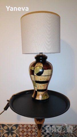 Vintage, немска, настолна лампа, ръчно изработени и оцветена. , снимка 10 - Настолни лампи - 53224515