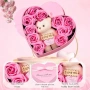 Нов Романтичен подарък: мече + вечни сапунени рози в розова кутия, снимка 5