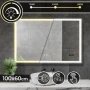 Огледало за баня 100x60 см С LED ОСВЕТЛЕНИЕ И ЧАСОВНИК+bluetooth, снимка 1
