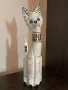 Бяла декоративна дървена котка , снимка 2