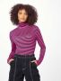Дамска блуза с дълъг ръкав и висока яка на райе OVS, 95% вискоза, XL, снимка 1 - Блузи с дълъг ръкав и пуловери - 45742596