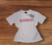 *Balenciaga* Дамска тениска, бяла с розов надпис, снимка 1 - Тениски - 45560169