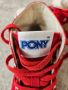 Дамски унисекс кецове маратонки обувки в червено и със син акцент от Pony пънк винтидж стил, снимка 1 - Маратонки - 45697632