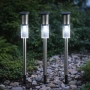 Комплект от 3 броя Led соларни лампи XL 57см - неръждаема стомана, сензор и до 8 часа светене, снимка 1
