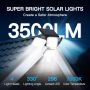 Соларен охранителен прожектор - двоен сензор за движение 296 LED 3500LM 7000K с дистанционно, 2 броя, снимка 2