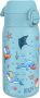Детска бутилка за вода Ion8, стомана 400 мл, устойчива на течове, дизайн на акули, синьо