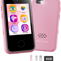 DUDUDRAGON Детска играчка смарт телефон за момичета 3-8 год., MP3 плейър, двойна камера, игри, розов, снимка 1 - Други - 45069884