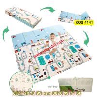Сгъваемо детско килимче за игра, топлоизолиращо 180x200x1cm - модел Трафик + Джунгла - КОД 4141, снимка 11 - Други - 45509662