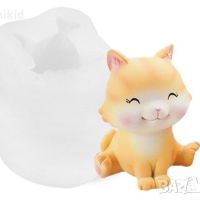 3D щастливо Коте котка силиконов молд форма фондан гипс смола украса декор шоколад свещ, снимка 2 - Форми - 32776618