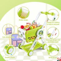 deAO Пазарска количка с храна и аксесоари, комплект за игра за деца, за ролеви игри, зелено, снимка 2 - Образователни игри - 45512122