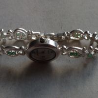 Дамски сребърен кварцов часовник, сребро 925 с изумруди , снимка 11 - Дамски - 45195531