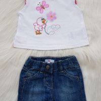 Къси дънкови панталони и блузка за бебе 0-3 месеца , снимка 8 - Комплекти за бебе - 45506294