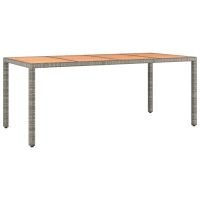 vidaXL Градинска маса с дървен плот, сива, полиратан и акация масив, снимка 1 - Градински мебели, декорация  - 45569799