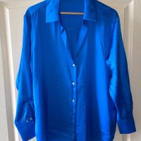 Нова синя сатенена официална елегантна синя риза zara , снимка 8 - Ризи - 45863524
