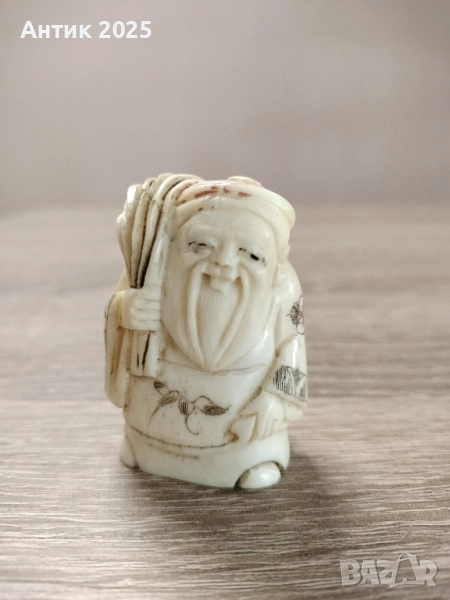 Японска резбована фигурка (нецке), кост, снимка 1