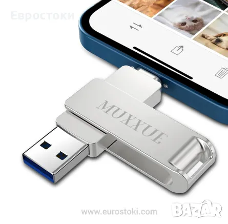 MUXXUE 256GB флаш памет за телефон, USB 3.0 флаш устройство за телефон 3 в 1, метален корпус, снимка 1