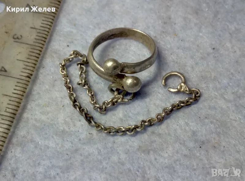 СТАРИНЕН РЯДЪК МОДЕЛ СРЕБЪРЕН ПРЪСТЕН със СРЕБЪРНА ВЕРИЖКА СРЕБРО 925 РЪЧНА АРТ ИЗРАБОТКА 11938, снимка 1