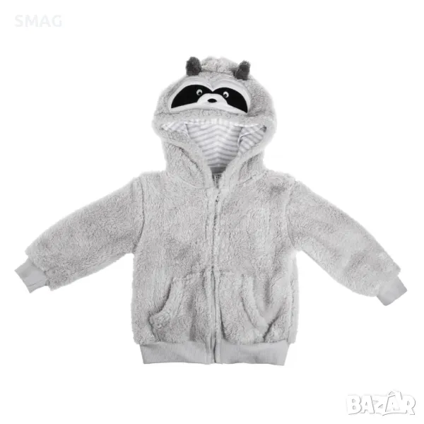 Зимно бебешко горнище с качулка с уши на миеща мечка сиво S_1245179, снимка 1
