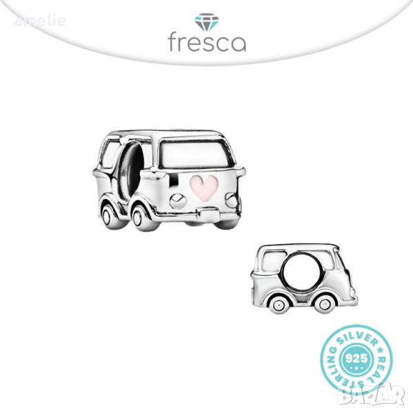 Талисман Fresca по модел тип Пандора сребро 925 Pandora Camper Bus. Колекция Amélie, снимка 1