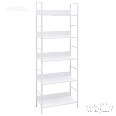 vidaXL Библиотека с 5 рафта, бяла, 60x27,6x158,5 см, инженерно дърво(SKU:288228), снимка 1