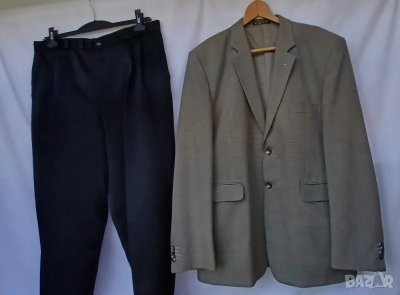 Мъжко екстравагантно сако сиво и черен панталон., снимка 1