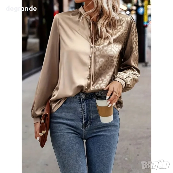Сатенена риза с леопардов десен, снимка 1