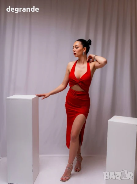 Елегантна червена рокля , снимка 1