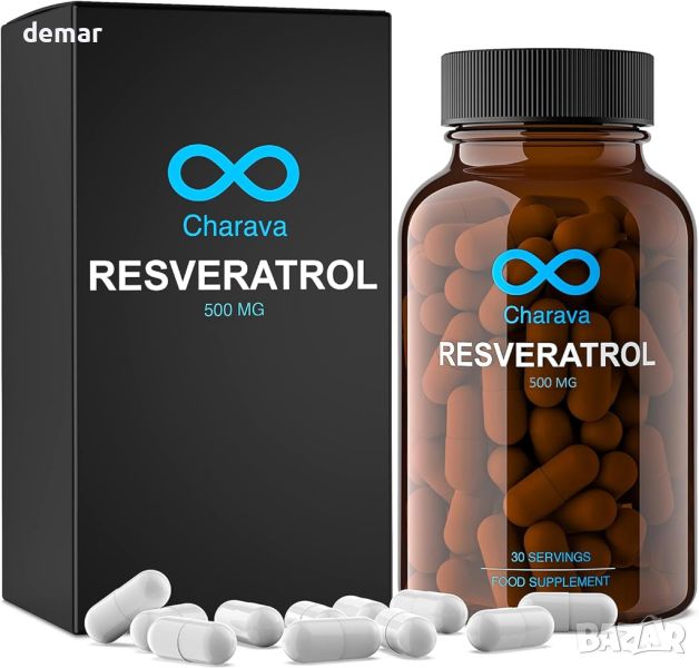Charava Resveratrol - 30 порции (30 капсули от 500 mg), антиоксидантна добавка, снимка 1