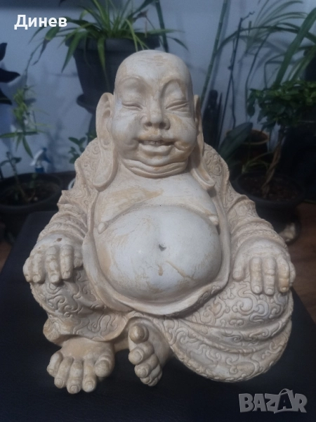 Смеещия се Буда композитен материал с добавен каменен прах, снимка 1