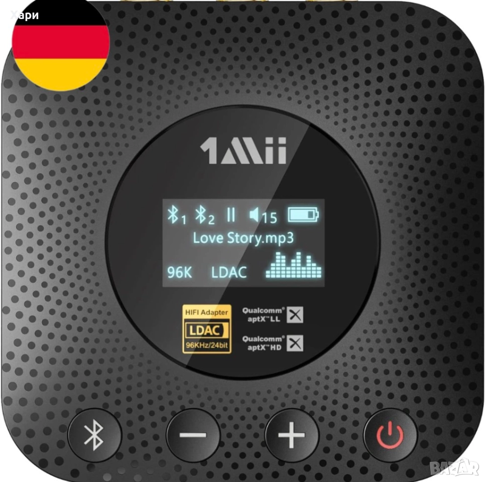 1Mii B06HD+ HiFi Bluetooth 5.1 приемник с aptX HD и LDAC, вграден DAC, с опаковка, снимка 1