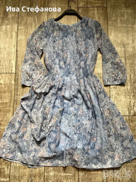 Разкошна нова  ежедневна елегантна теменужено синя рокля ситно плисе солей , снимка 1