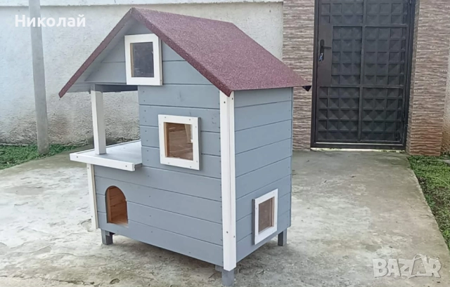 Луксозна дървена къща за котки на три етажа котешка къща кучешка къща котка куче къща два етажа, снимка 3 - За котки - 52996435