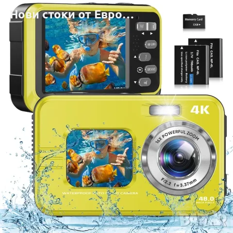 Подводна камера 4K HICSHON, 48MP, 11FT, двоен екран, компактна,черен, снимка 1