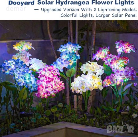 DooYard 3 бр. соларни цветни светлини с цветя хортензия за декорация на градина, снимка 4 - Соларни лампи - 45542179