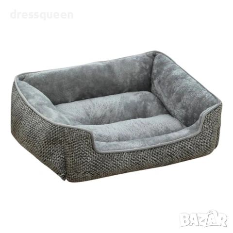 4630 Луксозно пухкаво легло за кучета и котки – Кралски комфорт в меко сиво (Размери M/L), снимка 2 - За кучета - 53644111