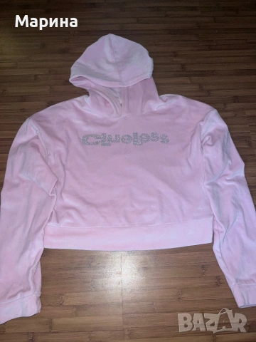 Clueless розов мек пуловер със сребърни кристали