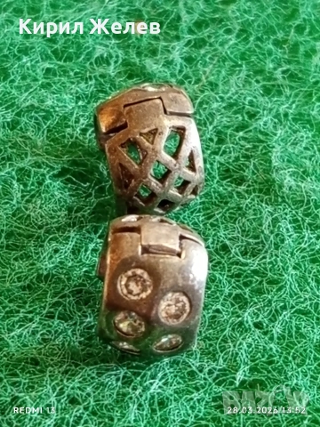 Винтидж сребърни обеци с инкростация на кристали 54177, снимка 2 - Обеци - 54006030