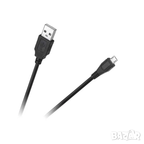 Кабел за данни Micro USB, 1.5 см, Черен