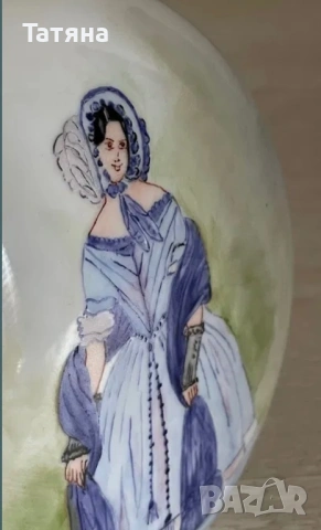 Furstenberg  Germany , красива ретро порцеланова кутия за бижута, бонбониера, ръчно рисувана, снимка 3 - Декорация за дома - 53135851