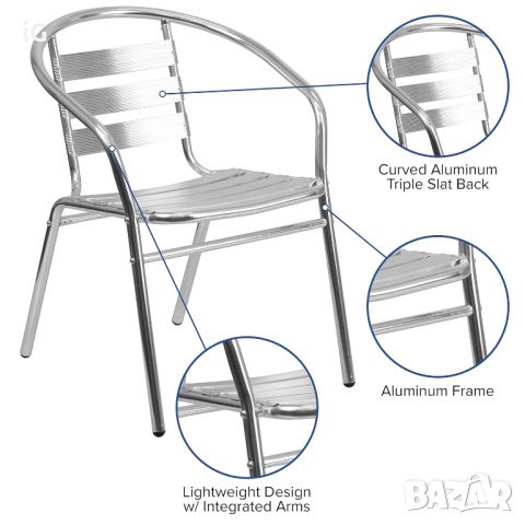 Ауминиев стол - градински стол - бистро стол за заведение, снимка 10 - Градински мебели, декорация  - 46352399