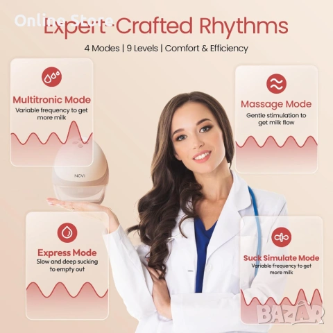 NCVI отопляема електрическа помпа за кърма 2 бр. – 4 режима, 9 нива, носим модел, снимка 5 - Помпи за кърма - 54176378