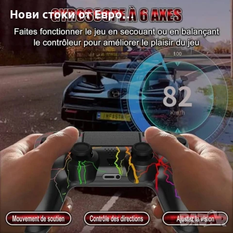 контролер за PS4,RGB безж контролер Pro контролер с LED светлина,3.5 мм аудио жак,двойна вибрация, снимка 6 - Аксесоари - 50988424