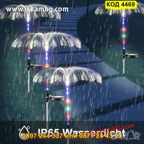 Цветна соларна лампа с RGB подсветка –  Медуза - КОД 4469, снимка 3 - Градински мебели, декорация  - 50325744